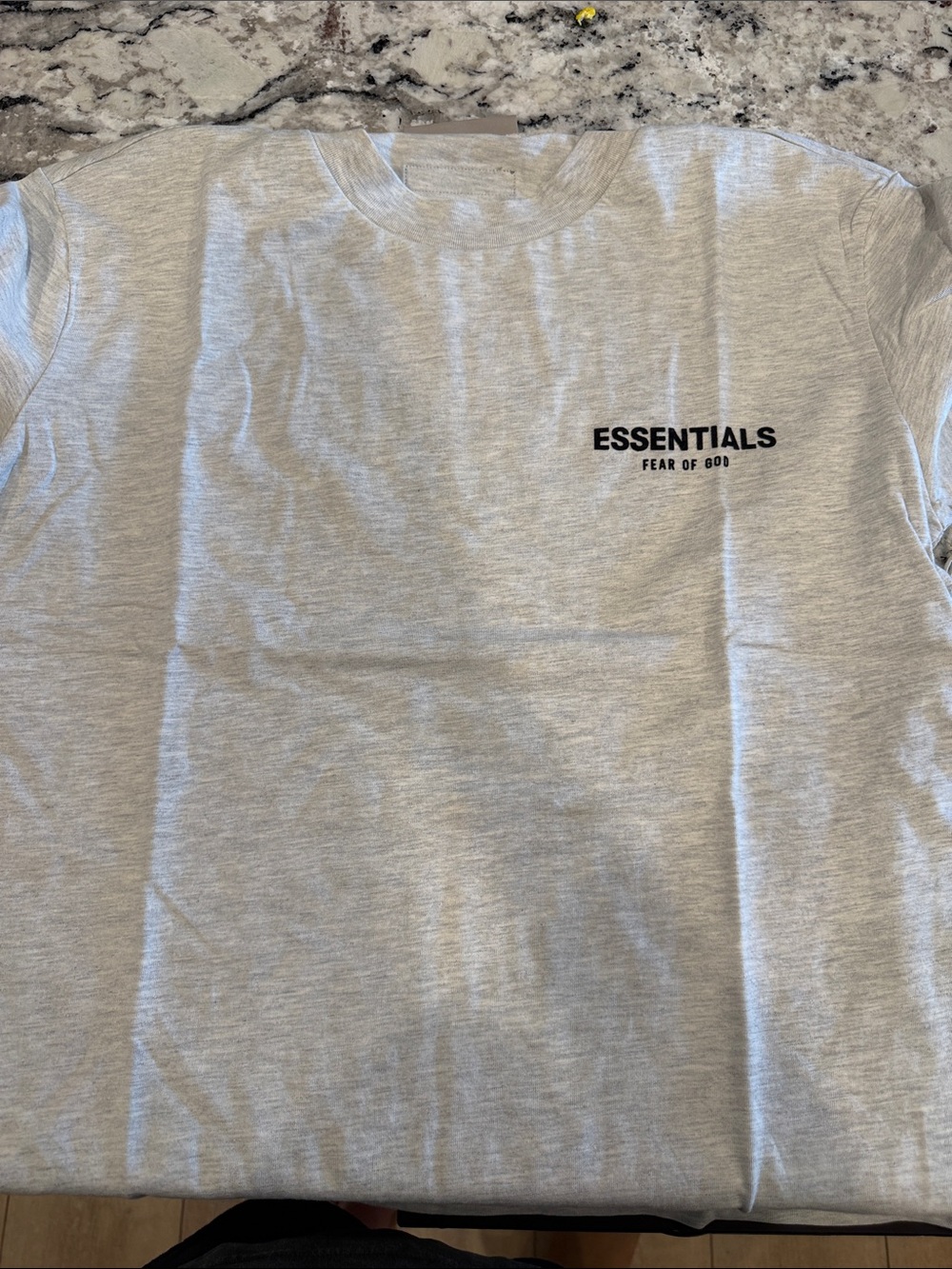 Essentials Light Gray Crewneck Tee with Chest Logo